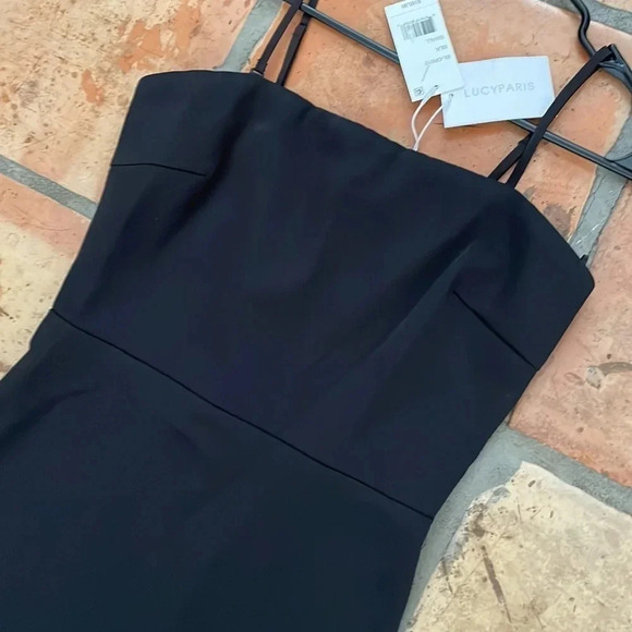 NEW LUCY PARIS Mareena Black Feather Trim Cocktail Dress Size Small MSRP$165 - Picture 6 of 15